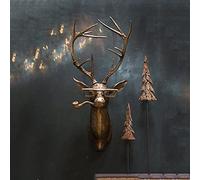 Deer Head Wall Decor Frankie Stag Wall Decoration Antique Copper Deer Antler Wall Sculpture Animal Resin Pendant Faux Resin Animal Head Statue Wall Hanging Centerpiece Vintage Design Wall Mounted