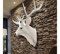 Deer Head Wall Decor, Rustic Antlers Sculpture for Lodge or Cabin, Wildlife Art Display Centerpiece, for Hunters, Outdoor Wall Decoration