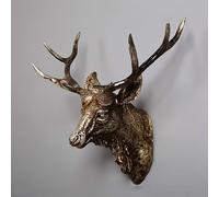 Deer Head Wall Decor Statue or Deer Head Sculpture Antlers animal head wall decor for Rustic Lodge or Hunting Cabin Decor Wildlife Art Display Centerpiece As Gifts for Hunters outdoor wall decor(Metal