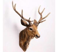 Deer Head Wall Decor Statue or Deer Head Sculpture Antlers animal head wall decor for Rustic Lodge or Hunting Cabin Decor Wildlife Art Display Centerpiece As Gifts for Hunters outdoor wall decor(Brown