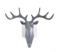 Deer Head Wall Hooks Hanger For Home Hanging Ornaments Coat Hat Key Storage Elegant Plastic Decor Black White Gray Color 18.5 Cm(灰色)
