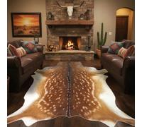 Deer Hide Rug Large 10x8 FT Faux Deer Rug Cow Hide Rugs Faux Reindeer Rugs Cowhide Carpet Antelope Non-Slip Area Western Sikadeer for Living Room Bedroom