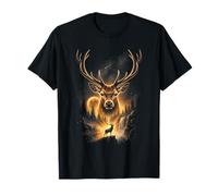 Deer Howling at The Moon Fantasy Art Forest Graphic T-Shirt
