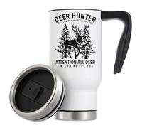 Deer Hunter Roses are Red and Violets are Blue Attention All Deer I'm Coming for You Deer Vacuum Insulated Thermal Travel Coffee Mug 480ml White