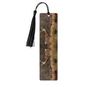 Deer Hunting 5 Pc Artistic Bookmark Set for Women, Tassel Wooden Bookmarks Study Supplies