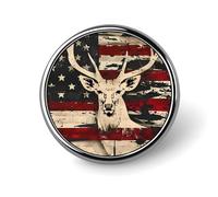 Deer Hunting American Camouflage U.S. Flag Round Brooch Pin Button Lapel Tie Badge Hat Clothes Accessories for Men Women