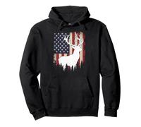 Deer Hunting American Flag Forest Antlers Buck Deer Hunter Pullover Hoodie