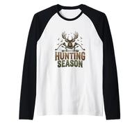Deer Hunting Buck Antlers Camo Bow Outdoor Hunter Raglan Baseball Tee