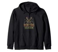 Deer Hunting Buck Antlers Camo Bow Outdoor Hunter Zip Hoodie