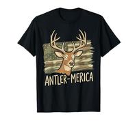Deer Hunting Camo American Flag - Buck USA T-Shirt