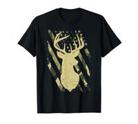 Deer Hunting Camo Flag American USA Camouflage Elk Hunter T-Shirt