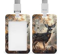 Deer Hunting Deer in The Forests ID Badge Holder with Lanyard Name Card Holders for Nurse Teacher Officer