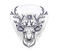 Deer Hunting Guitar Picks 12 Pack Universal ABS Guitar Picks,Hipster Reindeer Head Sketch Beautiful Antlers Illustration,for Acoustic and Electric Guitar,Pastel Purple Dark Blue Grey