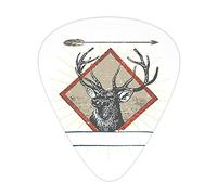 Deer Hunting Guitar Picks 12 Pack Universal ABS Guitar Picks,Hipster Wild Animal Antler Print on Plain Background,for Acoustic and Electric Guitar,Burnt Sienna