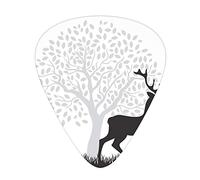 Deer Hunting Guitar Picks Picks 12 Pack with Thin Box,Gracious Wild Animal with Horns Tree Silhouette Pattern,Special Guitar Plectrums Gift Set for Guitarist,Charcoal Grey Pale Taupe