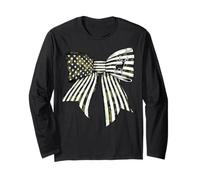 Deer Hunting Hunter Buck USA Flag 4th of July Camouflage Long Sleeve T-Shirt