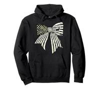 Deer Hunting Hunter Buck USA Flag 4th of July Camouflage Pullover Hoodie