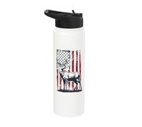 Deer Hunting Hunter US Flag Stainless Steel Insulated Water Bottle