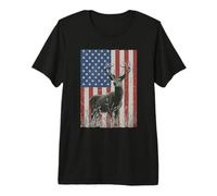 Deer Hunting Nature Hunter American Flag Graphic Premium T-Shirt