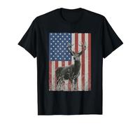 Deer Hunting Nature Hunter American Flag Graphic Value Graphic T-Shirt, Men, Black, XL