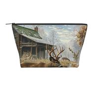 Deer Hunting Prints Trapezoid Makeup Bag Travel Cosmetic Organizer with Foam Padding for Gym, Office, and Weekend Trips
