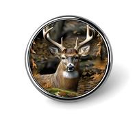 Deer Hunting Season Lapel Pin Fashion Brooch Pin Cute Button Badges Round Button Pins Enamel Pins Metal Pinback for Hat Shirt Clothing Bags Decoration, Circular, Aluminum, no gemstone