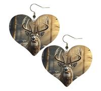 Deer Hunting Season Leather Earrings for Women Heart Earrings Lightweight Dangle Drop Earrings Cute Jewelry Gift, One Size, No Gemstone