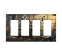 Deer Hunting Season Outlet Cover Exquisite Durable Decorative Wall Plate Premium Polycarbonate Thermoplastic 4-Gang Faceplate Covers Fashion Hidden Screw Light Switch Cover