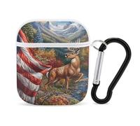 Deer Hunting US Flag Earphone Case Cover Compatible with AirPods 1&2 Shockproof Bluetooth Headset Case White-style