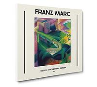 Deer In A Monastery Garden By Franz Marc Canvas Print | Gallery Wrapped 30mm Frame Wall Art | 14x14 inches | Ready to Hang | Classic Animals Picture | Living Room Bedroom Lounge Office