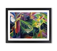 Deer In A Monastery Garden By Franz Marc Classic Painting Framed Print | A2 Black Framed Wall Art | Ready to Hang | Classic Floral Picture | Living Room Bedroom Lounge Office