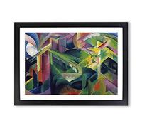 Deer in A Monastery Garden by Franz Marc Framed Print | A2 Black Framed Wall Art | Ready to Hang | Modern Floral Picture | Living Room Bedroom Lounge Office