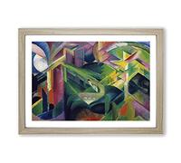 Deer in A Monastery Garden by Franz Marc Framed Print | A2 Oak Framed Wall Art | Ready to Hang | Modern Floral Picture | Living Room Bedroom Lounge Office