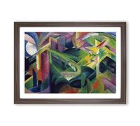 Deer in A Monastery Garden by Franz Marc Framed Print | A2 Walnut Framed Wall Art | Ready to Hang | Modern Floral Picture | Living Room Bedroom Lounge Office