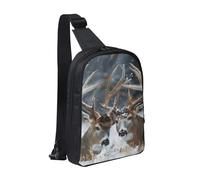Deer in Beautiful Snow Printed Chest Bag Sling Bag for Men Women, Waterproof Crossbody Backpack Men Bag for Runner Workout Hiking Cycling Travel