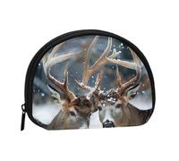 Deer in Beautiful Snow Printed Coin Purse for Women Cute Small Change Wallet Mini Coin Purses Pouch with Zipper