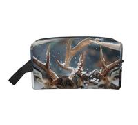 Deer in Beautiful Snow Prints Makeup Bags for Women Girls Large Capacity Zipper Cosmetic Bag Travel Toiletry Bag Organizer with Handle