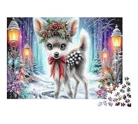 Deer in Bloom Jigsaw Puzzle 1000 Pieces for Adults Dog with Festive Wreath Impossible Game | Gift for Families & Teens 38x26cm/1000pcs