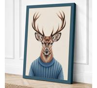 Deer in Blue Jumper Eclectic Canvas Wall Art Print 18x12 Inch | Ready to Hang, Gallery Wrapped, Fade-Resistant Inks, Securely Packaged, UK Made