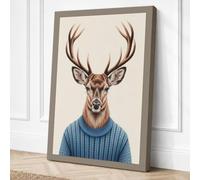 Deer in Blue Jumper Eclectic Canvas Wall Art Print 18x12 Inch | Ready to Hang, Gallery Wrapped, Fade-Resistant Inks, Securely Packaged, UK Made