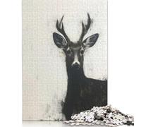 Deer In Charcoal Portrait Puzzle for Adults And Teenagers 1000 Pieces Paper Puzzles for Adults Puzzles for Teenagers Age 12 Years Up 1000pcs (75x50cm)