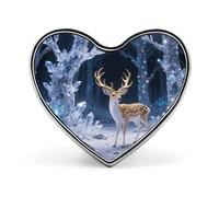 Deer in Crystal Forest Button Badge Fashion Love Heart Brooch Personalized Exquisite Metal Lapel Pin Button Decoration Heart Lapel Brooch Pin for Clothing Backpack Hat Jackets