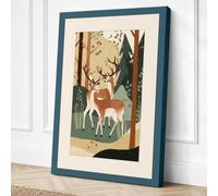 Deer in Forest Light Japandi Canvas Wall Art Print 30x20 Inch
