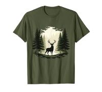 Deer in Forest Silhouette Hunting Nature T-Shirt