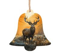 Deer in Forest Wooden Christmas Ornaments 1 Xmas Tree Hanging Bell Shape Xmas Crafts Hanging Decoration for Christmas Holiday Party Decor