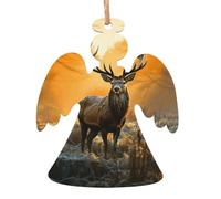 Deer in Forest Wooden Christmas Ornaments 4 Pcs Xmas Tree Hanging Angel Shape Xmas Crafts Hanging Decoration for Christmas Holiday Party Decor