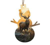 Deer in Forest Wooden Christmas Ornaments 4 Pcs Xmas Tree Hanging Snowman Shape Xmas Crafts Hanging Decoration for Christmas Holiday Party Decor