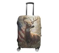 Deer in Forests with U.S.A. Flag Funny Luggage Cover for Suitcase Washable Travel Trolley Case Universal Protector