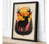 Deer in Golden Light Canvas Wall Art Print 30x20 Inch