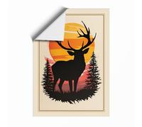 Deer in Golden Light Scandinavian Unframed Wall Art Print A1 (84.1×59.4cm), Wall Decor for Living Room, Bedroom, Office & Home, Art Gift